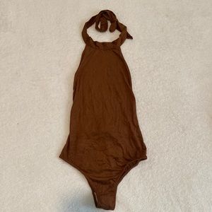 Planet blue backless body suit